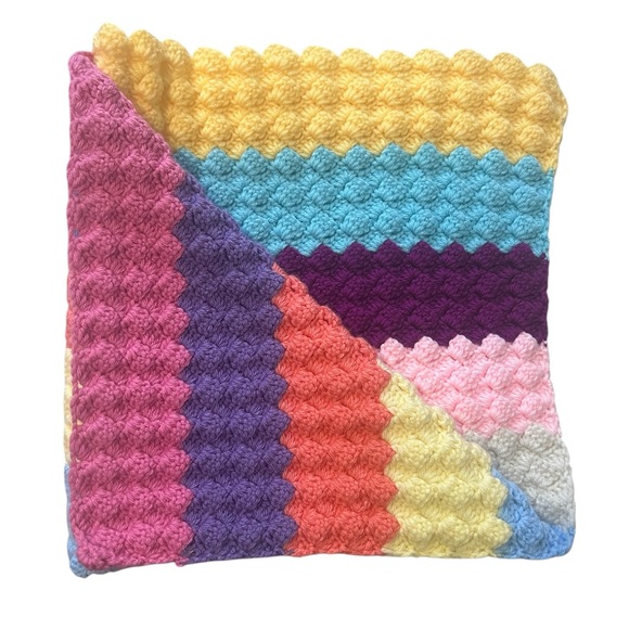 Colorful Square Crochet Baby Blanket - Picture 2 of 3